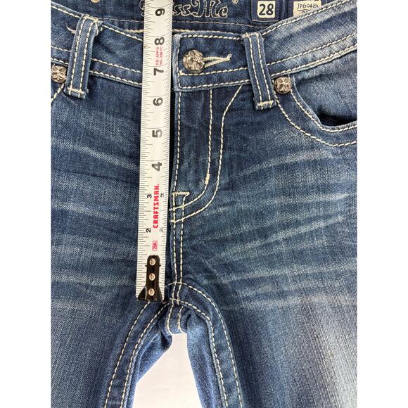 Miss Me Jeans Women's 28 Blue Bootcut Rhinestones Fleur De Lis Bling - Picture 4 of 12